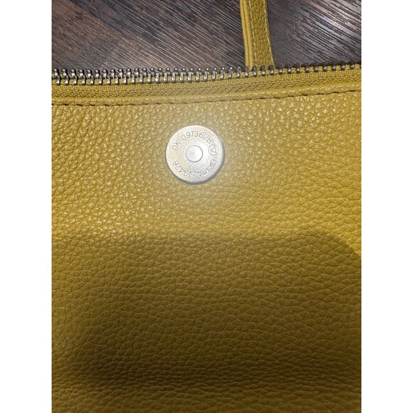 Real Leather Mustard Yellow Pebbled Shoulder Bag with Adjustable Strap - Picture 5 of 8